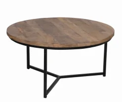 ACAZIA STEEL KOT-55 SOHVAPÖYTÄ PYÖREÄ 80 CM MUSTA/NATUR