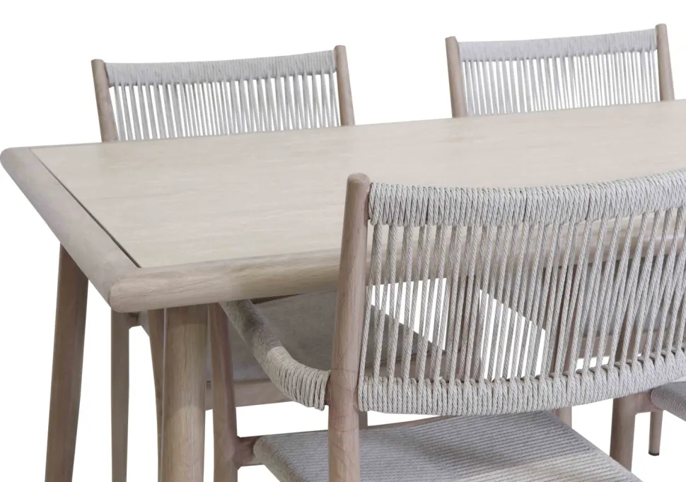AMALFI PÖYTÄ 150x90 CM + 4 AMALFI NARUPUNOSTUOLIA