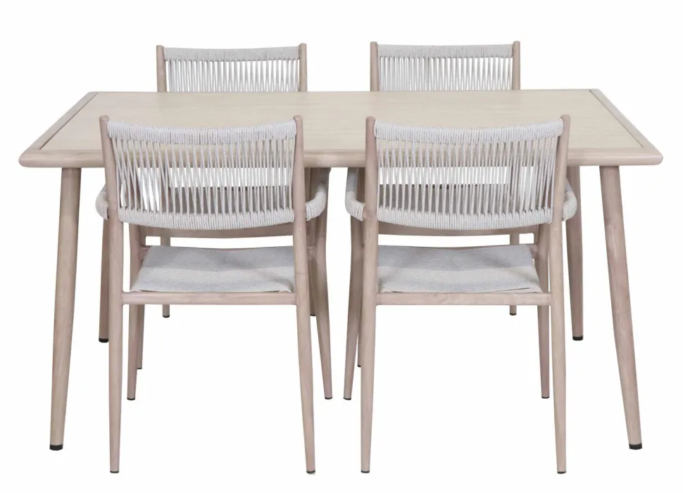 AMALFI PÖYTÄ 150x90 CM + 4 AMALFI NARUPUNOSTUOLIA