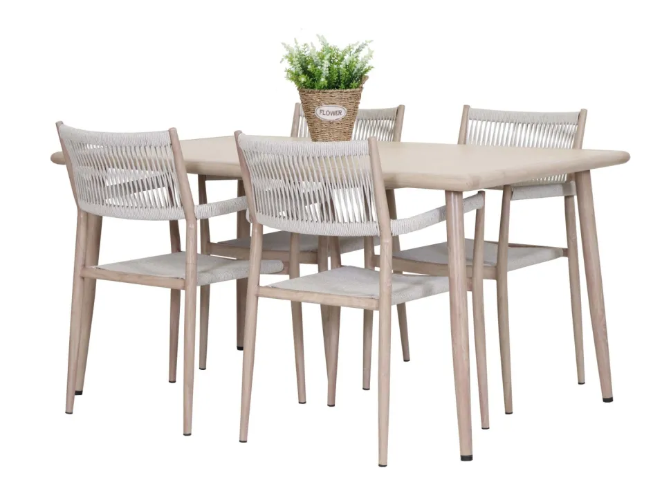 AMALFI PÖYTÄ 150x90 CM + 4 AMALFI NARUPUNOSTUOLIA