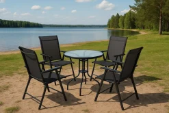 Bistro 80 cm pöytä + 4 Telex taittotuolia
