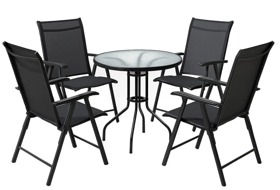 Bistro 80 cm pöytä + 4 Telex taittotuolia