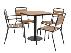 Cafe terassipöytä + 4 Cafe terassituolia käsinojilla
