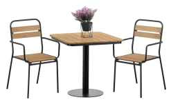 Cafe terassipöytä + 2 Cafe terassituolia käsinojilla