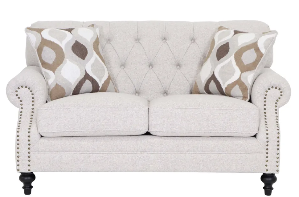 Chesterfield 2-istuttava sohva beige kangas