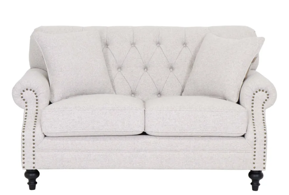 Chesterfield 2-istuttava sohva beige kangas