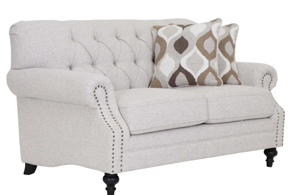 Chesterfield 2-istuttava sohva beige kangas