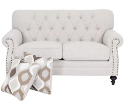 Chesterfield 2-istuttava sohva beige kangas