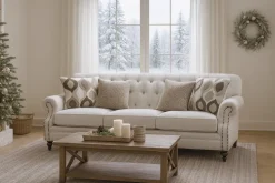 Chesterfield 3-istuttava sohva beige kangas
