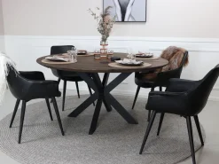 CHICAGO PYÖREÄ LUXUS TAMMI LANKKUPÖYTÄ METALLIJALOILLA 150 TAI 180 CM