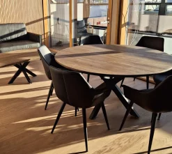 CHICAGO PYÖREÄ LUXUS TAMMI LANKKUPÖYTÄ METALLIJALOILLA 150 TAI 180 CM