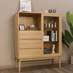 Copenhagen leveä tammivitriini 120 cm, luonnonväri tammi