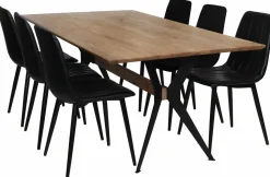 Delta tammi ruokapöytä 200 cm + 6 Style tuolia pu-nahkaverhoiltuna