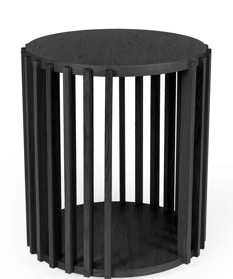 Drum pyöreä tammi sivupöytä 53 cm mustana