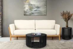 Drum pyöreä tammi sivupöytä 53 cm mustana