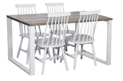 EDNA LANKKUPÖYTÄ 140 CM METALLIJALALLA + 4 ARMI PINNATUOLIA