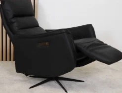 GENESIS NAHKAINEN RECLINER TUOLI SÄHKÖSÄÄDÖILLÄ MUSTA NAHKA