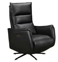 GENESIS NAHKAINEN RECLINER TUOLI SÄHKÖSÄÄDÖILLÄ MUSTA NAHKA