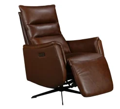GENESIS NAHKAINEN RECLINER TUOLI SÄHKÖSÄÄDÖILLÄ RUSKEA NAHKA