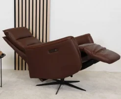 GENESIS NAHKAINEN RECLINER TUOLI SÄHKÖSÄÄDÖILLÄ RUSKEA NAHKA