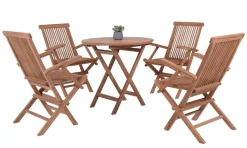GOLDEN-TEAK PÖYTÄ 80 CM + 4 TUOLIA KÄSINOJILLA