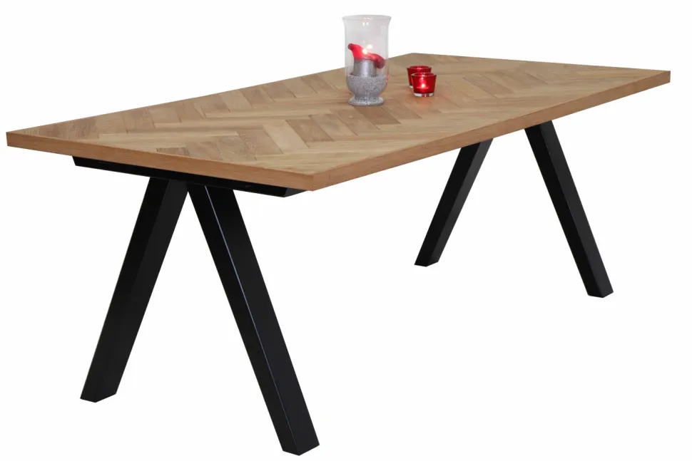 Herringbone tammi ruokapöytä 200x100 cm kalanruotokuvioitu YHDELLÄ TAI KAHDELLA JATKOPALALLA