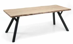 LANA 200 CM LANKKUPÖYTÄ PUUJALOILLA + 6 CROSSA TUOLIA ISTUINPEHMUSTEILLA