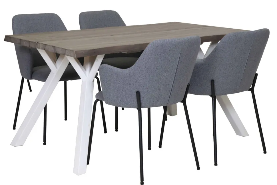 LANA LANKKUPÖYTÄ 150 CM PUUJALOILLA + 4 HAMMOND TUOLIA