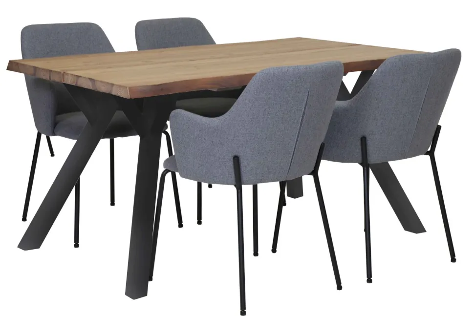 LANA LANKKUPÖYTÄ 150 CM PUUJALOILLA + 4 HAMMOND TUOLIA