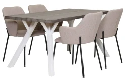 LANA LANKKUPÖYTÄ 150 CM PUUJALOILLA + 4 HAMMOND TUOLIA