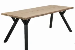 LANA LANKKUPÖYTÄ PUUJALOILLA 200X90 CM + 6 KANGASVERHOILTUA SILVIA TUOLIA