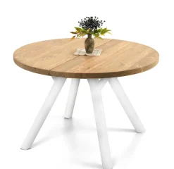 LANA PYÖREÄ PÖYTÄ + 4 NEW YORK ROTTINKITUOLIA ISTUINPEHMUSTEILLA