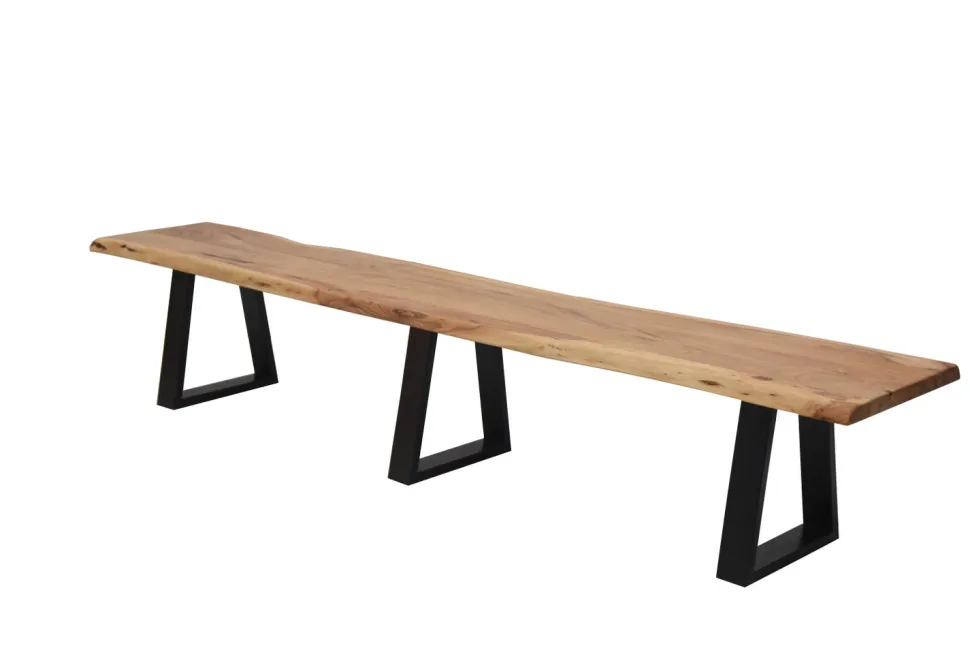 MASSIVE 250 CM JÄTTI ACAZIA LANKKUPENKKI METALLIJALOILLA