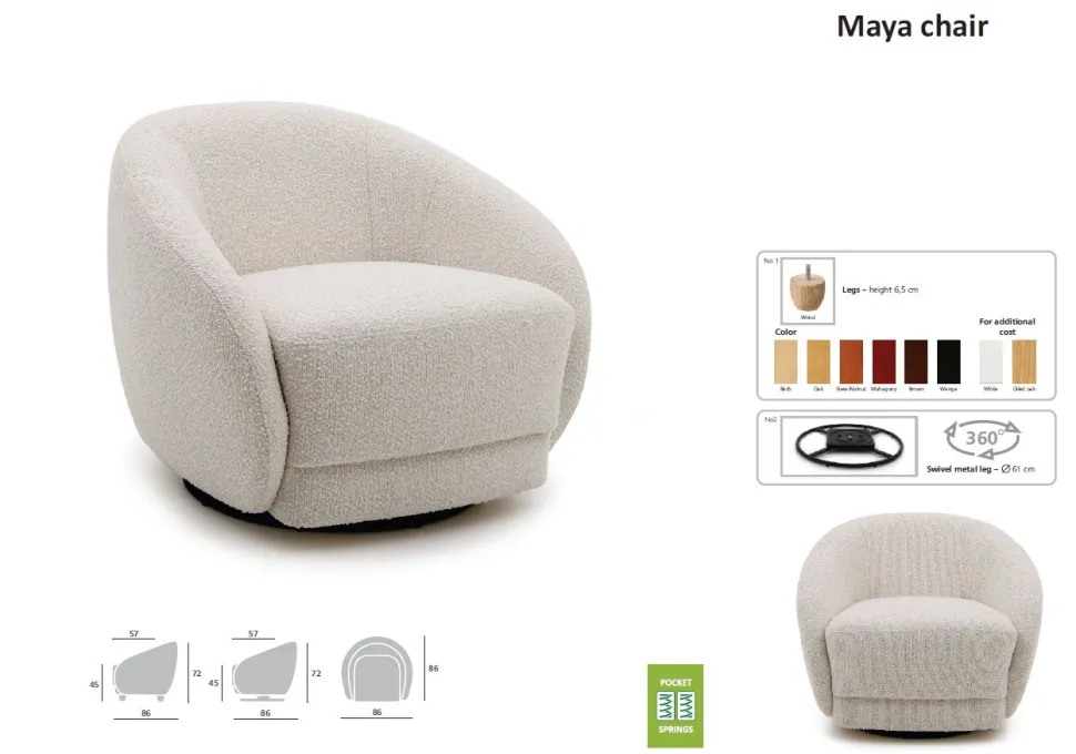MAYA PYÖRIVÄ LEPOTUOLI, MALLIPOISTO!