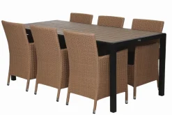 MILANO ARTWOOD PÖYTÄ + 6 LARGO POLYROTTINKI TUOLIA LUONNONVÄRI