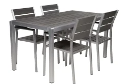 MILANO ARTWOOD PÖYTÄ + 4 MILANO TUOLIA HARMAA/ALUMIINI