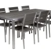 MILANO ARTWOOD PÖYTÄ + 6 MILANO TUOLIA HARMAA/ALUMIINI