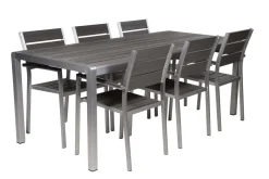 MILANO ARTWOOD PÖYTÄ + 6 MILANO TUOLIA HARMAA/ALUMIINI