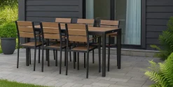 MILANO ARTWOOD PÖYTÄ + 6 MILANO TUOLIA MUSTA/LUONNONVÄRI