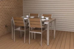 MILANO ARTWOOD PÖYTÄ + 4 MILANO TUOLIA RUSKEA/ALUMIINI