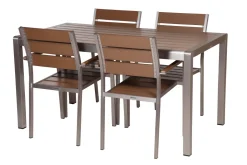 MILANO ARTWOOD PÖYTÄ + 4 MILANO TUOLIA RUSKEA/ALUMIINI