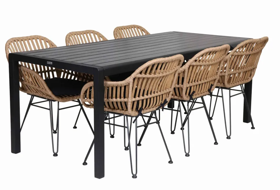 MILANO 200CM ARTWOOD PÖYTÄ + 6 BETTINA POLYROTTINKI TUOLIA