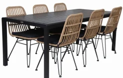 MILANO 200CM ARTWOOD PÖYTÄ + 6 LINNEA POLYROTTINKITUOLIA