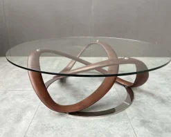MILLENIUM PYÖREÄ DESIGN SOHVAPÖYTÄ LASIKANNELLA