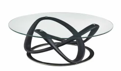 MILLENIUM PYÖREÄ DESIGN SOHVAPÖYTÄ LASIKANNELLA, VÄRI MUSTA