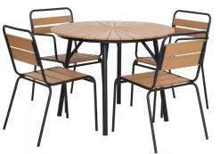 Modena 100cm pyöreä terassipöytä + 4 Cafe tuolia ilman käsinojia