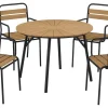 Modena 100cm pyöreä terassipöytä + 4 Cafe tuolia käsinojilla