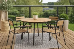 Modena 100cm pyöreä terassipöytä + 4 Cafe tuolia käsinojilla