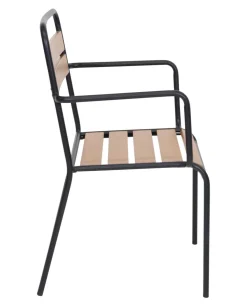 Modena 100cm pyöreä terassipöytä + 4 Cafe tuolia käsinojilla