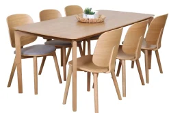 Norman tammi ruokapöytä 180x90 + 6 Vienna-tammituolia